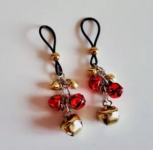 Gold Jingle Bell Non-Pierced Nipple Noose Jewelry BDSM Christmas Lingerie - Picture 1 of 1