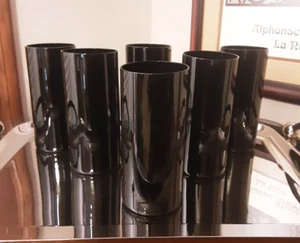 Art Glass Black Amethyst Tumblers Set of 6 Not Libbey - Picture 1 of 7