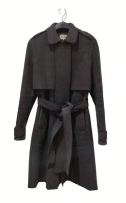 Casaco de lã cinza esculpido com cinto tamanho 42 / G - Imagem 1 de 4