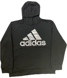 Adidas Black Hoodie W/Detailed Logo & Front Pocket Boys Size L/G 14/16 - Picture 1 of 4