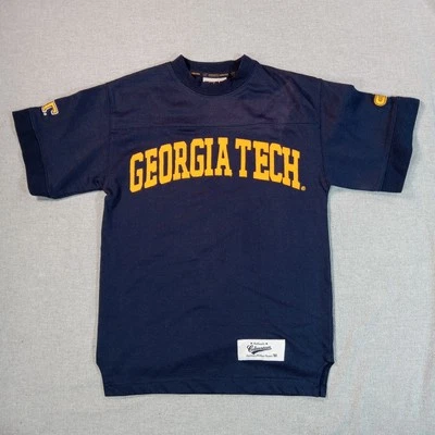 Vintage Georgia Tech Shirt Jersey Sm Blue Yellow Jackets Football Sewn On Logo  - Image 1 of 4