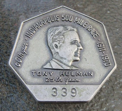 1970 Indianapolis 500 Bastian Bros. Silver Pit Pin Low Number 339 Lee Brown LOOK - Image 1 of 2