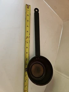 Antiguo cucharón antiguo de cobre o latón con mango de hierro de 14" - Imagen 1 de 7