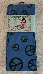 Stocking Diva Footed Tights By Celeste Stein American Printcess Peace Sign NEW - Picture 1 of 3