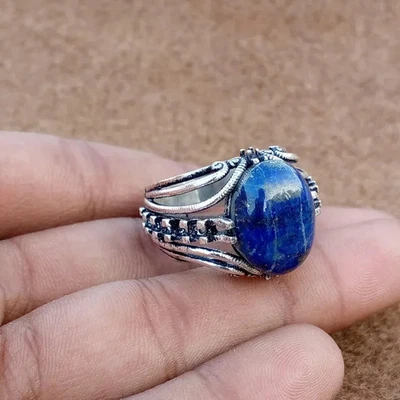 Lapis Lazuli Ring 925 Sterling Silver Handmade Anniversary Gift Men's Ring B126 - Image 1 of 4