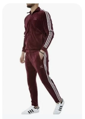 Adidas Velour Beckenbauer Granate 3 Rayas Traje de Pista Para Hombre Talla 2XL XXL Borgoña Foto 1 de 4
