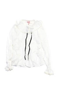 La Coqueta Childrens Girls Betty Long Sleeve Frill Collar Blouse White Size 10 - Picture 1 of 5