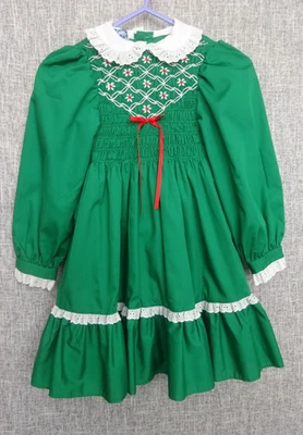 Vestido Polly Flinders vintage para niñas años 70 80 calado a mano / talla EE. UU. 5 / ¿Edad 3-4? Foto 1 de 4