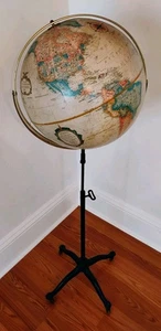 Beautiful Replogle Globe with Vintage Cast Iron Pedestal Base - Picture 1 of 11