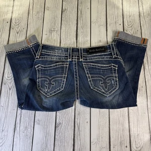 ROCK REVIVAL AMY CAPRI WOMAN'S 28 X 19 LOW RISE DESTRESSED JEANS. - Picture 1 of 12