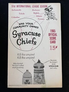 1965 International League Baseball Scorecard Syracuse Chiefs - Unscored - Picture 1 of 4