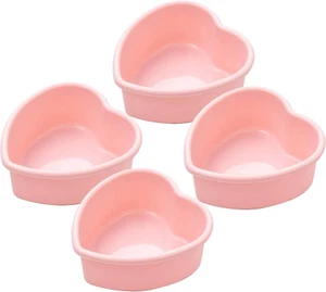 4 Pack Mini Heart Cake Pan, 4 Inch Silicone Heart Cake Mold Baking Pan Nonstick - Picture 1 of 12