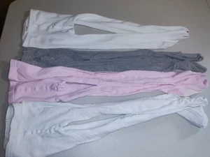 Girls Heavy Tights 7-10 Lot 3 Pair White Pink Used - Picture 1 of 5