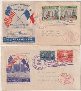 2 Panama 1939 Maiden Voyage SS Panama Flags Cover - Picture 1 of 2