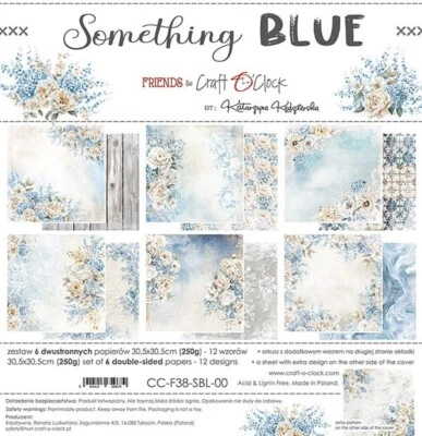 CRAFT O'CLOCK 12" x 12" scrapbooking paperpad cardstock Something Blue 6 sheets 250gsm
