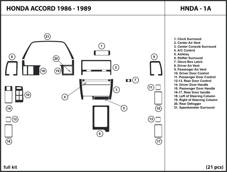 Interior Real Carbon Fiber Dash Trim Kit for Honda Accord  sedan 1986 -1989 - Image 1 of 1