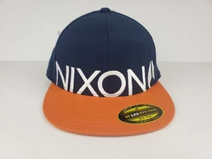 Nixon Hat Lock Up 210 Fitted Flexfit Navy/Orange S/M NWT 6 7/8 -7 1/4 - Picture 1 of 5
