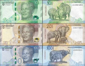 South Africa 10 20 100 Rand 2023 P 148 149 151 UNC Set 3 pcs - Picture 1 of 1