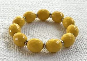 Yellow Pineapple Bracelet Faceted Acrylic Beads Resemble Pineapples Stretch - Picture 1 of 6