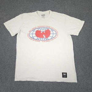 Vintage Wu Wear Shirt Mens LARGE White Globe Short Sleeve T Shirt Casual Size L - Picture 1 of 9