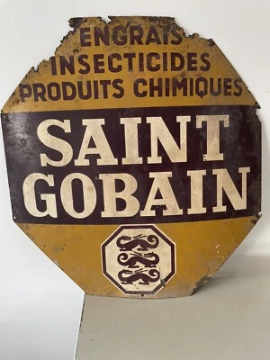 Letrero metálico francés original SAINT GOBAIN insecticidas  Foto 1 de 4