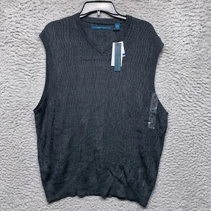 Perry Ellis Sweater Vest Mens XL X Large Gray Sleeveless Pullover Textured - Picture 1 of 6