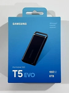 New Samsung T5 EVO 8TB Black USB 3.2 Gen 1 Portable External SSD MU-PH8T0S/AM - Photo 1/3