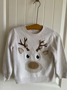 H&M Reindeer Beige Sweater with Jingle bells (size 5T/6) - Picture 1 of 7