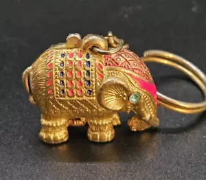 Lucky Elephant gold tone Keychain locket Hidden Pill Box - cute collectible - Picture 1 of 6