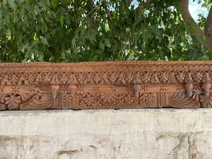 Old Antique Rare Hand Carved Floral Design Plaque Wall Wooden Window Door Panel - Picture 1 of 24