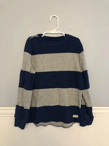 Gap Kids Shirt Boys Size 8 blue and gray Striped Long Sleeve Shirt - Picture 1 of 5