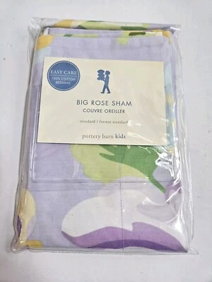 NUEVA FUNDA ALMOHADA ESTÁNDAR Pottery Barn Kids púrpura rosa grande floral  Foto 1 de 2