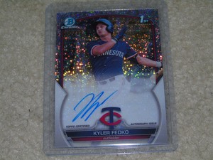 2023 Bowman Kyler Fedko 1st Chrome Speckle Refractor Auto 9/299 Twins RARE