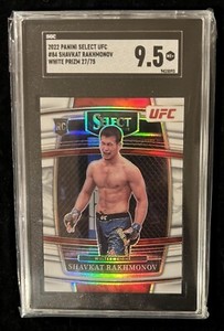 SHAVKAT RAKHMONOV~ 2022 Panini Select UFC WHITE PRIZM Rookie #27/75🔥SGC 9.5
