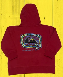 NEW-QUIKSILVER-SZ: 2 Big Q Full Zip Red Hooded Sweatshirt -Hoodie Pockets - Picture 1 of 11