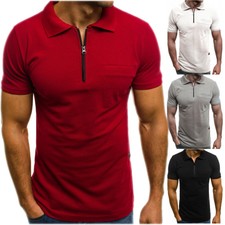 Men's Slim Fit Polo Shirt Short Sleeve Casual Solid Color Golf T-Shirt Tops Tee