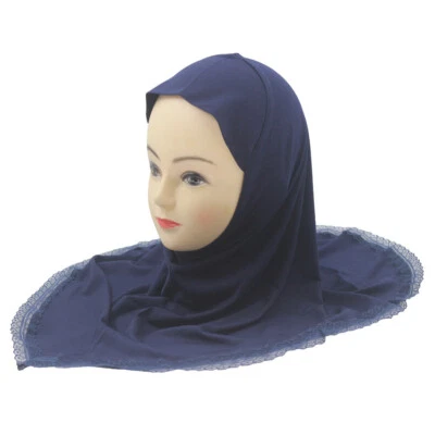 2-6 años Musulmanes Niños Niñas Encaje Hiyab Instantáneo Bufanda Envoltura Sombrero Turbante Pañuelo Mantón Foto 1 de 4