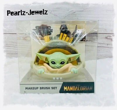 Loungefly Mandalorian Star Wars Yoda 5 Pc Makeup Brush Holder Case Set - Image 1 of 4