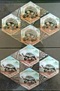137.INDIA 2008 UNUSUAL HEXAGONAL SHAPE SET/2 STAMP ALDABRA TORTOISE BLK/4. MNH - Picture 1 of 1