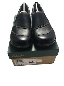 Clarks Bendables Womans Shoes 12N Ashland Alpine Black Slip On