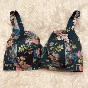 Cacique 40F Bra Floral Lightly Lined Balconette Underwire Back Closure - Picture 1 of 7