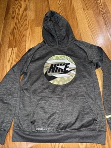 Nike hoodie youth l/xl grey-camo.green.black.white logo - Picture 1 of 6
