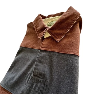 L.L. Camisa Bean Rugby Hombres XL Algodón Marrón Azul Color Bloque Manga Larga 0 KL39 Foto 1 de 4