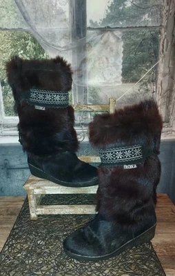 Botas Skadia Tecnica De Colección Piel de Cabra Talla 39- EE. UU. 7.5-8 Negras y Marrón Foto 1 de 4