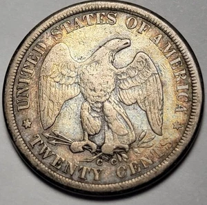 1875 CC Twenty Cent Piece 20C Ungraded Choice 90% Silver US Coin Toned OBO - Picture 1 of 5