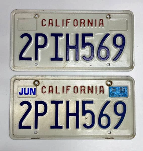 Pair of California License Plates - # 2PIH569 w/June '93 sticker - Picture 1 of 2