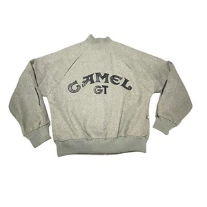 VTG Camel Cigarettes GT Racing Jacket Men L Gray Wool Bomber Leather Vented MINT - Picture 1 of 19