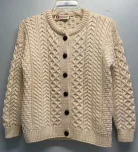 Standun Irish Tradition Fisherman Cable Knit Soft Wool Button Sweater Girls XL - Picture 1 of 18