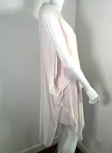 GIGI MODA ABITO CAFTANO ROSA CHIARO SETA SPALLE FREDDE FODERA JERSEY O/S - Foto 1 di 4