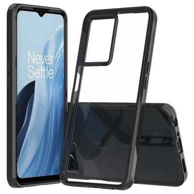 For OnePlus Nord N300 5G - Premium Hard Rubber Black / Clear Gummy Case Cover - Image 1 of 4